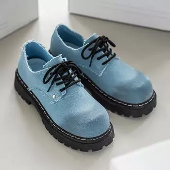 Blue Denim Derby Shoes Man Retro Round-Toe Platform Casual Shoes For Man Streetwear Trend Designer Men s Shoes chaussure hommes 39