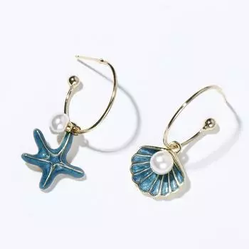 Blue Eardrops Zinc Zinc Alloy Women Jewelry C-shape Pearl Earrings Women синий
