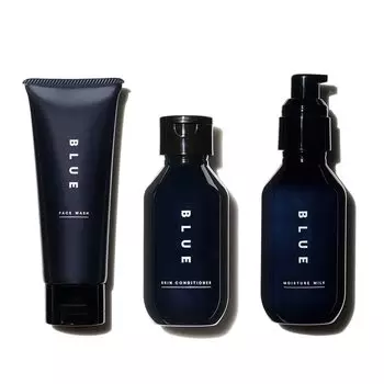 BLUE Face Wash Lotion Emulsion Skin Care Set Care Box Present Gift Skin Care Organic Dry Skin Sensitive Skin Facial Cleanser Pores Firming Tighting