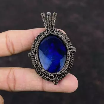 Blue Fire Labradorite Pendant Copper Wire Wrapped Pendant Handmade Boho Pendant Gemstone Pendants Blue Fire Labradorite Jewelry Gift For Her