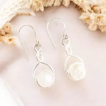 Blue Flash Rainbow Moonstone 925 Sterling Silver Dangle Earrings For Her 1.68 CE-15-36