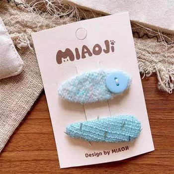 Blue Floral Fabric Embroidered Cross Girl s Hair Clips