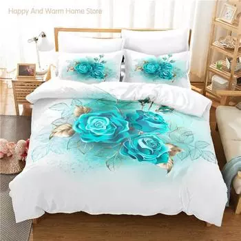Blue Flower Duvet Cover Set, Fashion Bedding Set, Soft Comfortable Breathable Duvet Cover, For Bedroom Guest Room Decor EU single(135x200cm)