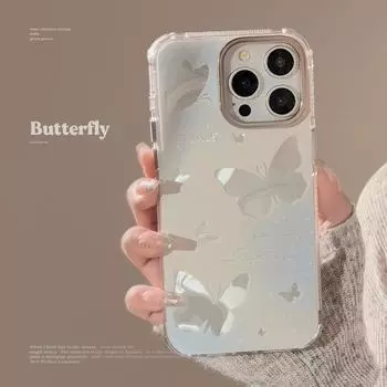 Blue gradient hollow butterfly phone case 15promax