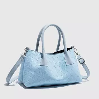 Blue Knitted Vegetable Basket Bag Women s High-end Light Luxury Handbag Fashionable Casual Tote Bag