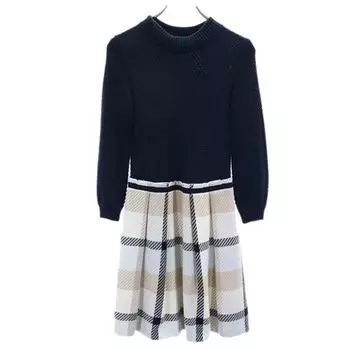 BLUE LABEL CRESTBRIDGE Sanyo Shokai Вязаное платье с длинным рукавом Боковая молния Женское Б/У