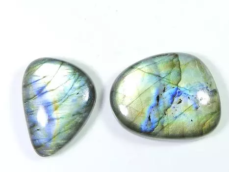 Blue Labradorite Fancy Shape Cabochon 2Pcs Loose Natural Gemstone 32-38MM SK-1328