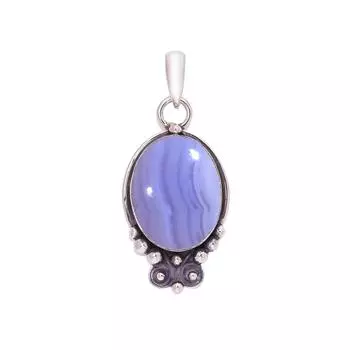 Blue Lace Agate - Namibia 925 Sterling Silver Pendant V7676, Blue Pendant, Oval Pendant, Valentin s Day Gift, Gift For Her, Birthday Gift, Handmade Je