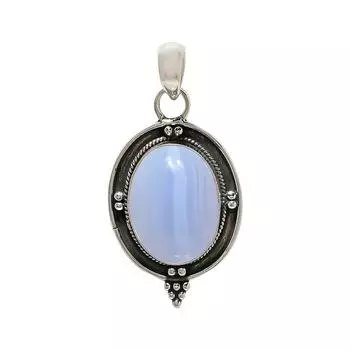 Blue Lace Agate - Namibia 925 Sterling Silver Pendant V4793, Blue Pendant, Oval Pendant, Valentin s Day Gift, Gift For Her, Birthday Gift, Handmade Je