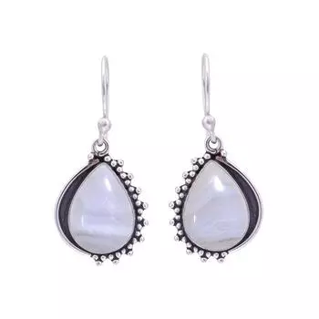 Blue Lace Agate - Namibia 925 Sterling Silver Earring V9877, Blue Earring, Pear Earring, Valentin s Day Gift, Gift For Her, Birthday Gift, Handmade Je