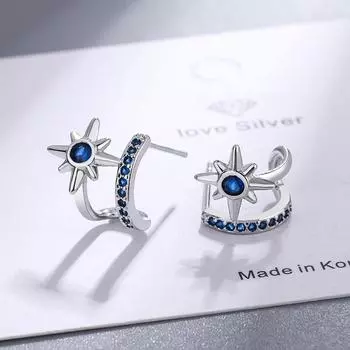 Blue Lady Personality Ear Clip Ear Jewelry Женская мода Элегантные вечерние серьги Подарки для подруг Темперамент Банкетные украшения