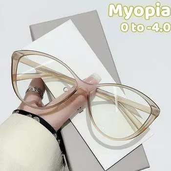 Защита глаз от синего света, унисекс, очки, новые модные винтажные градиентные очки, большая оправа, очки для близорукости «кошачий глаз» 0