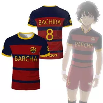 Blue Lock FC Barcha Cartoon Anime Cosplay Мужская футболка летняя с коротким рукавом для детей, модная мужская футболка для мальчиков XXS
