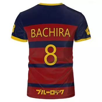 Blue Lock FC Barcha Cartoon Anime Cosplay Мужская футболка летняя с коротким рукавом для детей, модная мужская футболка для мальчиков S
