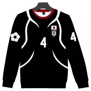 BLUE LOCK свитер с круглым вырезом для мужчин/женщин Harajuku Kawaii Hoodie Streetwear Толстовки Модные топы Повседневная одежда для подростков XS чёрный