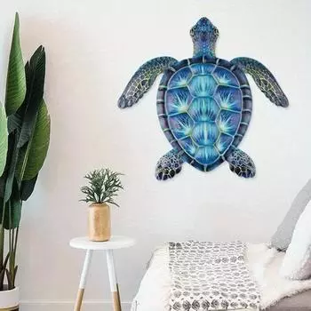 Blue Metal Sea Turtle Wall Decor Sea Life Turtle Decor Metal Wall Art Decoration Turtle Lover Gift Hanging Wall Art
