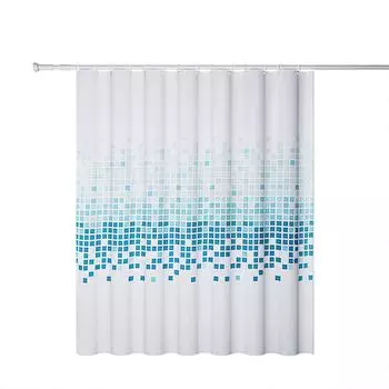 Blue Mosaic Polyester Curtain Waterproof Shower Curtain Suitable for Bathroom Bathtub Shower Curtain 1pcs 80x180cm