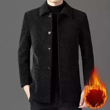 Blue New Loose Velvet Thickened Men s Jacket Chenille Men s Lapel Winter Dad Clothing M