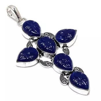 Blue Onyx Gemstone Handmade 925 Sterling Silver Jewelry Pendant 3.27 p9o24
