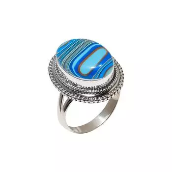 Blue Rainbow Calsilica 925 Sterling Silver Ring V4359, Blue Ring, Oval Ring, Valentin s Day Gift, Gift For Her, Birthday Gift, Handmade Jewelry, Silve