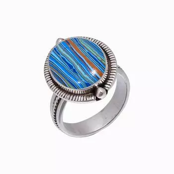 Blue Rainbow Calsilica 925 Sterling Silver Ring V5104, Blue Ring, Oval Ring, Valentin s Day Gift, Gift For Her, Birthday Gift, Handmade Jewelry, Silve