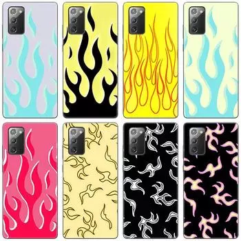 Blue Red Flame Fire Phone Case For Samsung Galaxy S20 S21 FE S10 Lite Note 20 10 Lite S8 S9 S10E S10 Plus Ultra Black Soft Cover Samsung Note 10