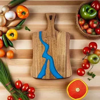 Blue River Epoxys Charcuterie Board Ручная работа Эпоксидная смола BBQ Сервировочная доска Для сервировки