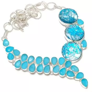 Ожерелье из серебра 925 пробы с синим рутилом ручной работы, 18 дюймов H5Z33 синий