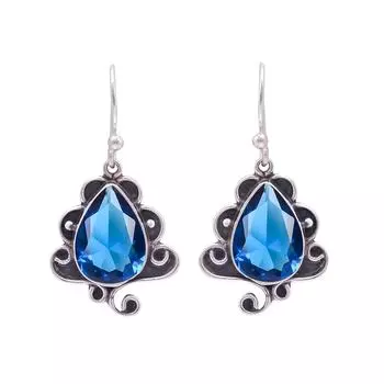 Blue Sapphire 925 Sterling Silver Earring V9813, Blue Earring, Pear Earring, Valentin s Day Gift, Gift For Her, Birthday Gift, Handmade Jewelry, Silve