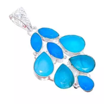 Blue Sapphire Gemstone 925 Sterling Silver Jewelry Pendant 2.3 AH-3403 2.17 синий