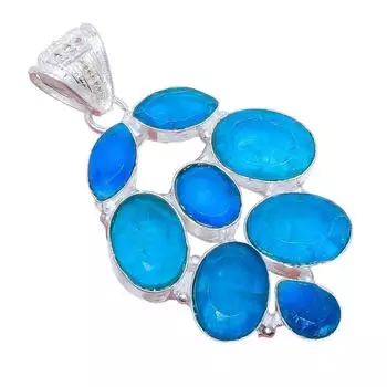 Blue Sapphire Gemstone 925 Sterling Silver Jewelry Pendant 2.2 AH-3408 2.17 синий