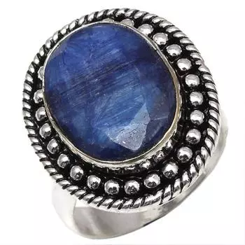 Blue Sapphire Gemstone Handmade Silver Jewelry 6.5