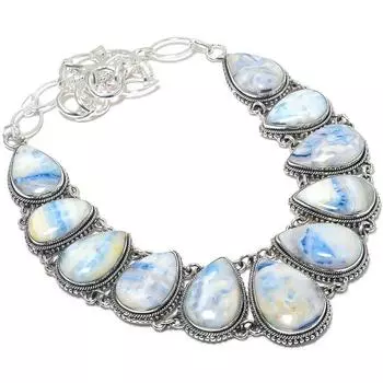 Ожерелье из серебра 925 пробы с синим шеелитом, ручная работа, 18 дюймов JCN484-241