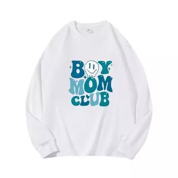 Blue Smiley Face Autumn Clothing Long Sleeved Pure Cotton New Men s and Women s Top, Spring Inner Layer, Basic Shirt, Round Neck Long Sleeved T-shirt M коричневый