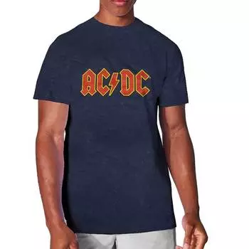 Синяя футболка унисекс с логотипом AC/DC Snow Wash S