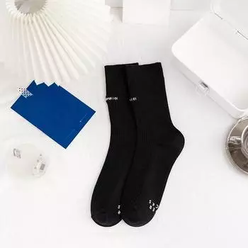 Blue Socks, Personalized Double-needle Mid-calf Socks, Trendy Embroidered English Socks for Men and Women 1 pair