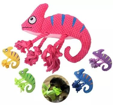 BLUE STARZ 13923 Игрушка для собак Chameleon Sound, жевательная игрушка для собак, небьющаяся мягкая игрушка, для чистки зубов, вытягивания, снятия стресса, для маленьких и средних собак розовый