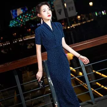 Blue Summer Mother Socialite Dress Evening Gown Royal Blue M