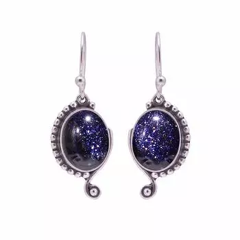 Blue Sunstone 925 Sterling Silver Earring V8887, Blue Earring, Oval Earring, Valentin s Day Gift, Gift For Her, Birthday Gift, Handmade Jewelry, Silve