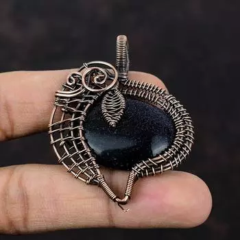Blue Sunstone Pendant Copper Wire Wrapped Jewelry Gemstone Pendant Handmade Jewelry Stylish Pendant Copper Wire Wrapped Pendant Gift For Her