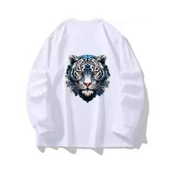 Blue Tiger Осенняя одежда Длинные рукава Чистый хлопок Новые мужские и женские топы, Весенний внутренний слой, Базовая рубашка, Круглая горловина Длинные рукава Футболка M коричневый