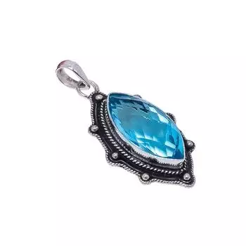 Blue Topaz 925 Sterling Silver Pendant V9018, Blue Pendant, Marquish Pendant, Valentin s Day Gift, Gift For Her, Birthday Gift, Handmade Jewelry, Silv
