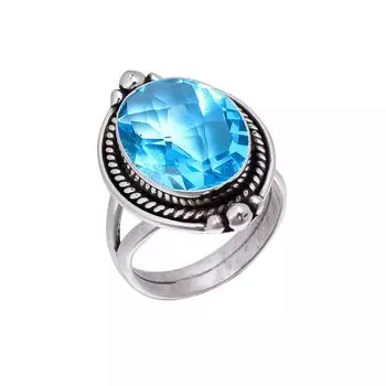 Blue Topaz 925 Sterling Silver Ring V5949, Blue Ring, Oval Ring, Valentin s Day Gift, Gift For Her, Birthday Gift, Handmade Jewelry, Silver Jewelry, U