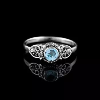 Blue Topaz Gemstone Boho Designer Handmade Ring, Women Ring, Statement Ring, Solid 925 Sterling Silver 6
