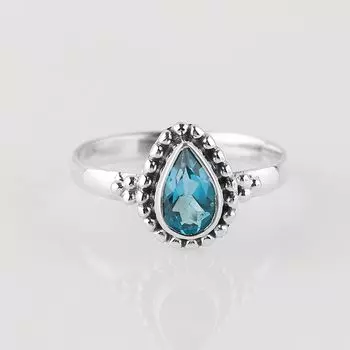 Кольцо с драгоценным камнем голубой топаз, Кольцо из стерлингового серебра 925 пробы, Кольцо-заявление, Богемное кольцо, Подарок для нее, Модная бижутерия 6