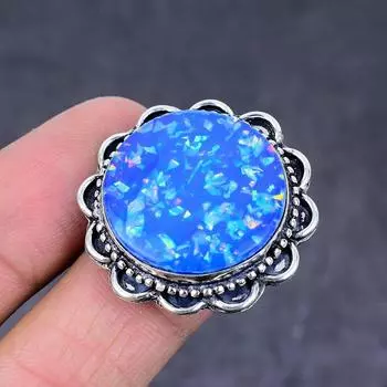 Blue Triplet Opal Gemstone Handmade 925 Sterling Silver Jewelry Ring Size 9 c3D39