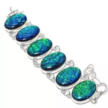 Blue Triplet Opal Gemstone Handmade 925 Sterling Silver Bracelet7-8 N5o11