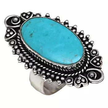 Blue Turquoise Gemstone Handmade Silver Jewelry 6.5