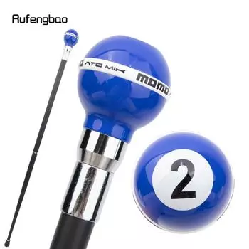 Blue White Number Two Ball Silver Walking Cane Fashion Decorative Walking Stick Gentleman Elegant Cosplay Cane Crosier 94cm