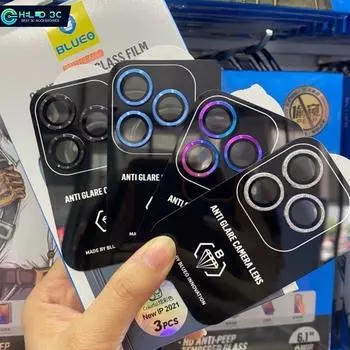 Blueo Высококачественная металлическая защита камеры для iPhone 15/14/13, закаленное стекло, ультра прозрачное для iPhone 15 pro max, защита камеры 13&13mini синий